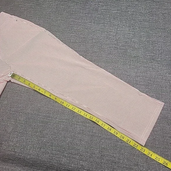 Womens Capri Pull On Striped Pants with Pockets Medium Size Tomato Red/Ivory - Picture 4 of 11